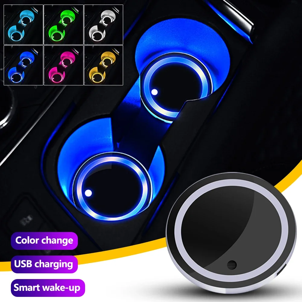 Smart Sensor Control Car DIY Windshield Light Circle-Shaped Car LED Atmosphere Lamp 7-Color RGB Window Light Car Accessories
