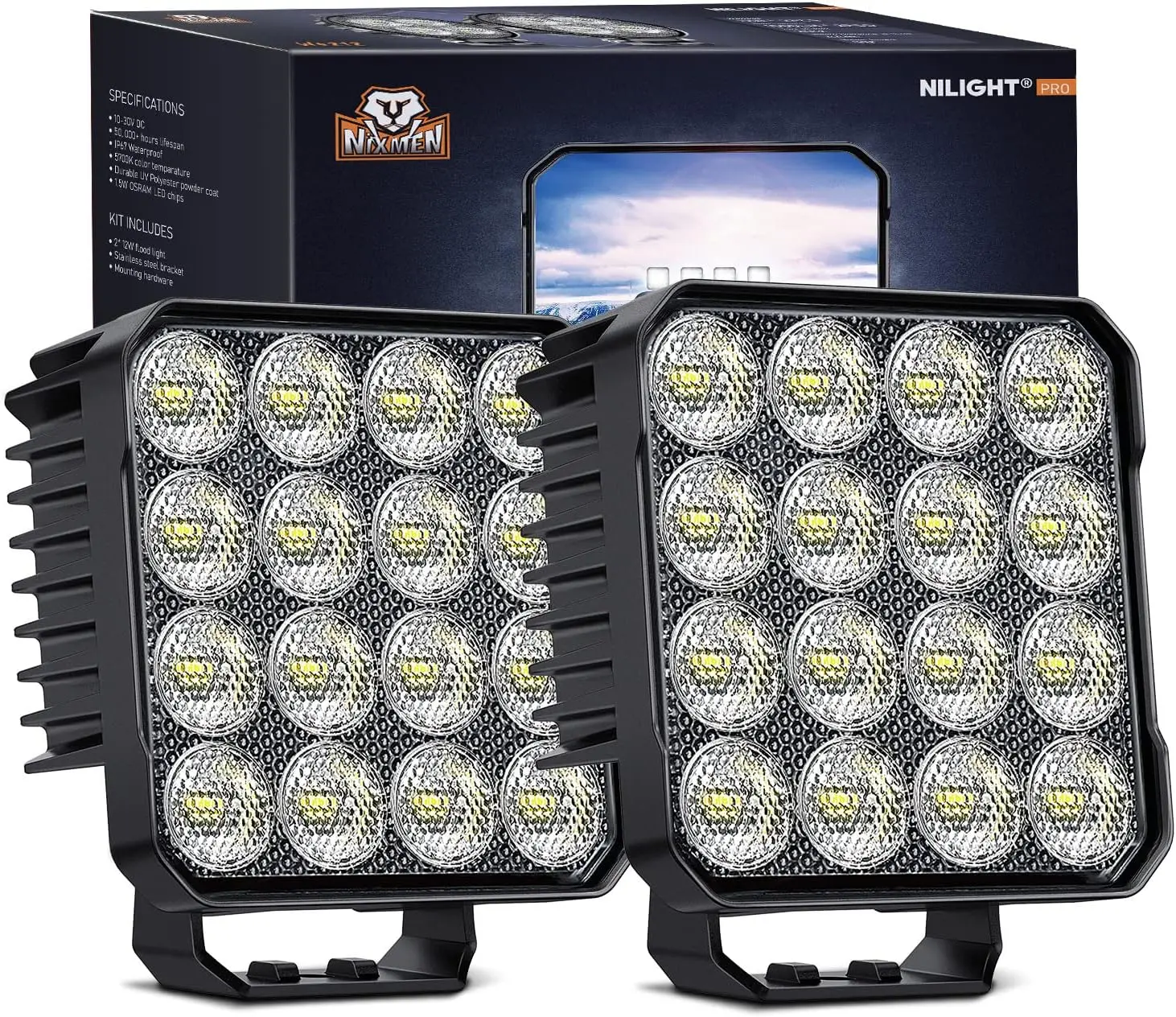 

Nilight 4.4Inch Led Pods 2PCS 48W 4780LM Work Lights Built-in EMC 90° Flood Beam Angle for Offroad Lights Side Light Rear Back-Up Light for Tractor Truck Motorcycle Boat ATV UTV