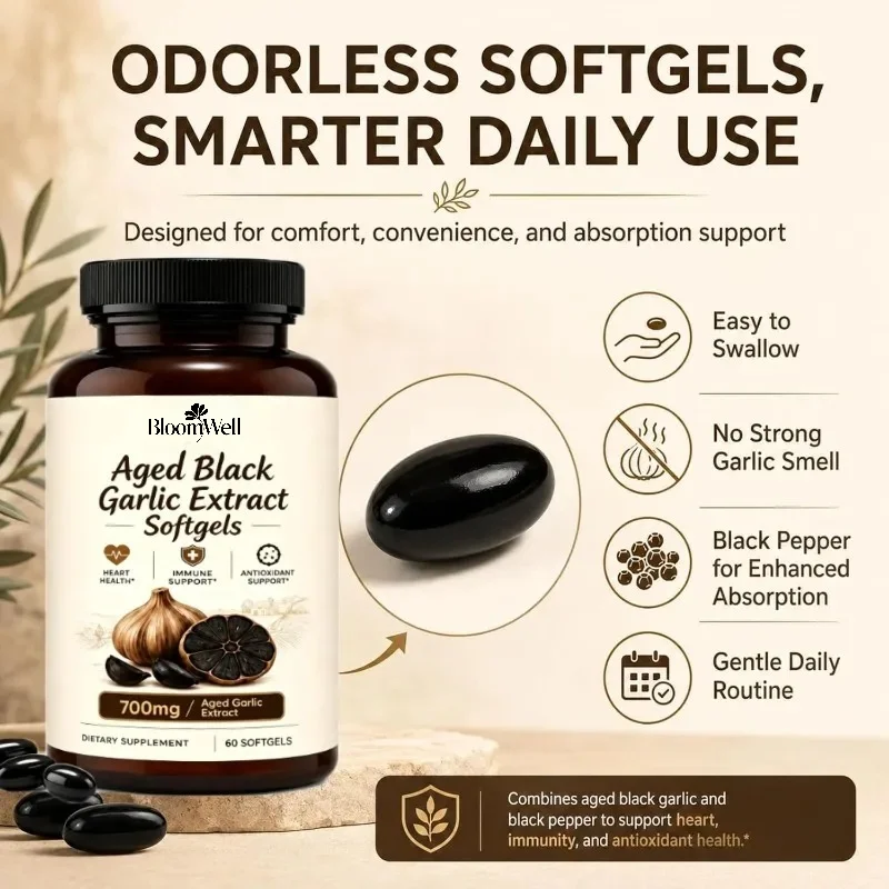 Aged Black Garlic Capsules 1000mg Per Serving, Containing SAC Antioxidant Health-60 Capsules