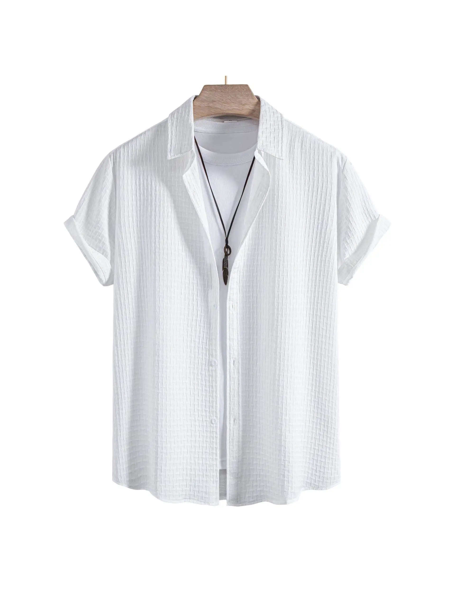 

Men's 2025 ort Sved irt Jacquard Long Sve Casual Sle Spring Summer Thin Fabric Boy's irt Striped Pattern