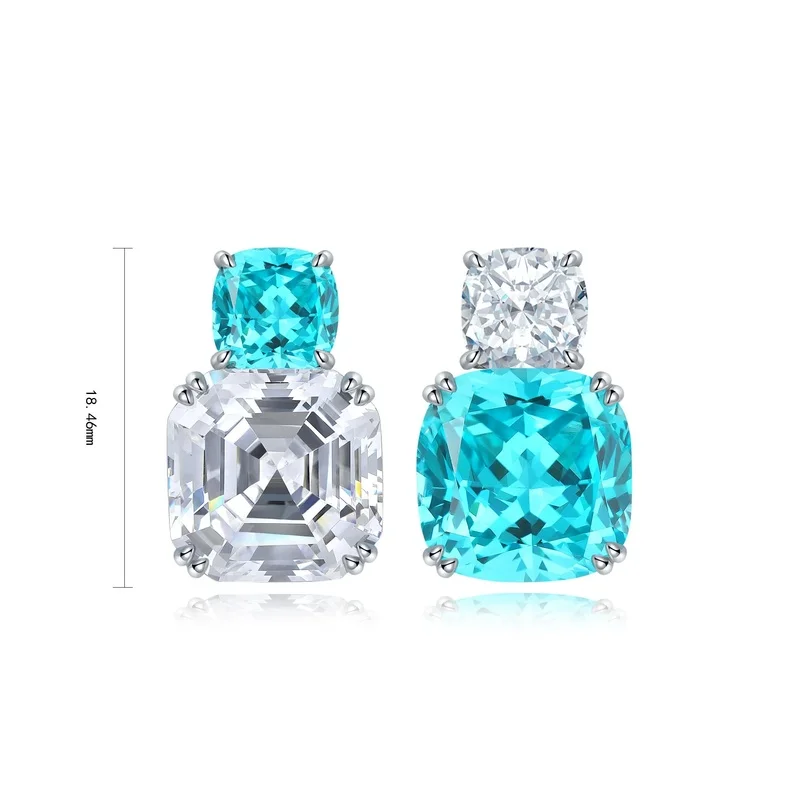 Lab Grown Paraiba Tourmaline Drop Earrings in Sterling Silver for Women Elegant Wedding Party Jewelry Trendy Fashion Accessory