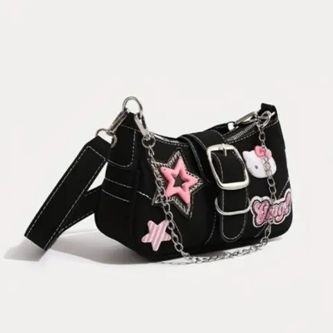 Sanrio'S New Women'S Shoulder Bag, a Millennial Spicy Girl Baguette Bag Featuring for hello kitty, a Cute Underarm Bag in Y2K St