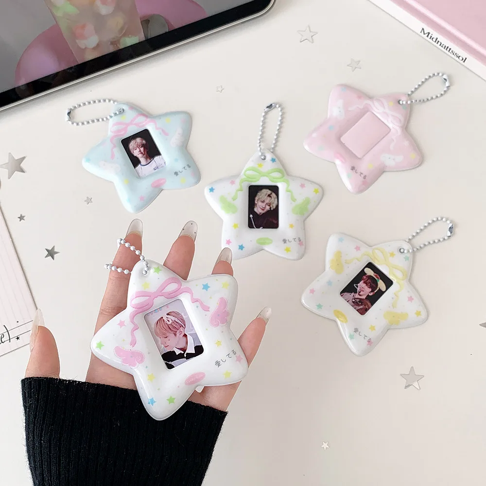 Id Photo Keychain Star-Shaped Photo Card Holder Keychain Star Keychain Sweet Photo Display Frame For Keys Parties