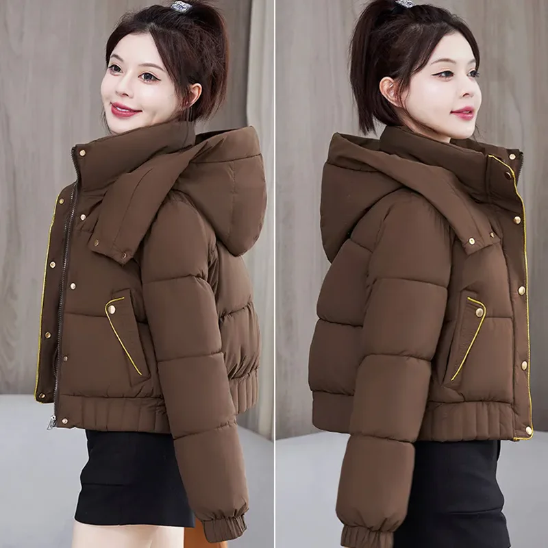 

Fashion Hooded Cotton coat Bread Clothes Loose Thick Warm Parka 2025 Winter New Short Down Cotton-Padded Jacket Women's Outwear