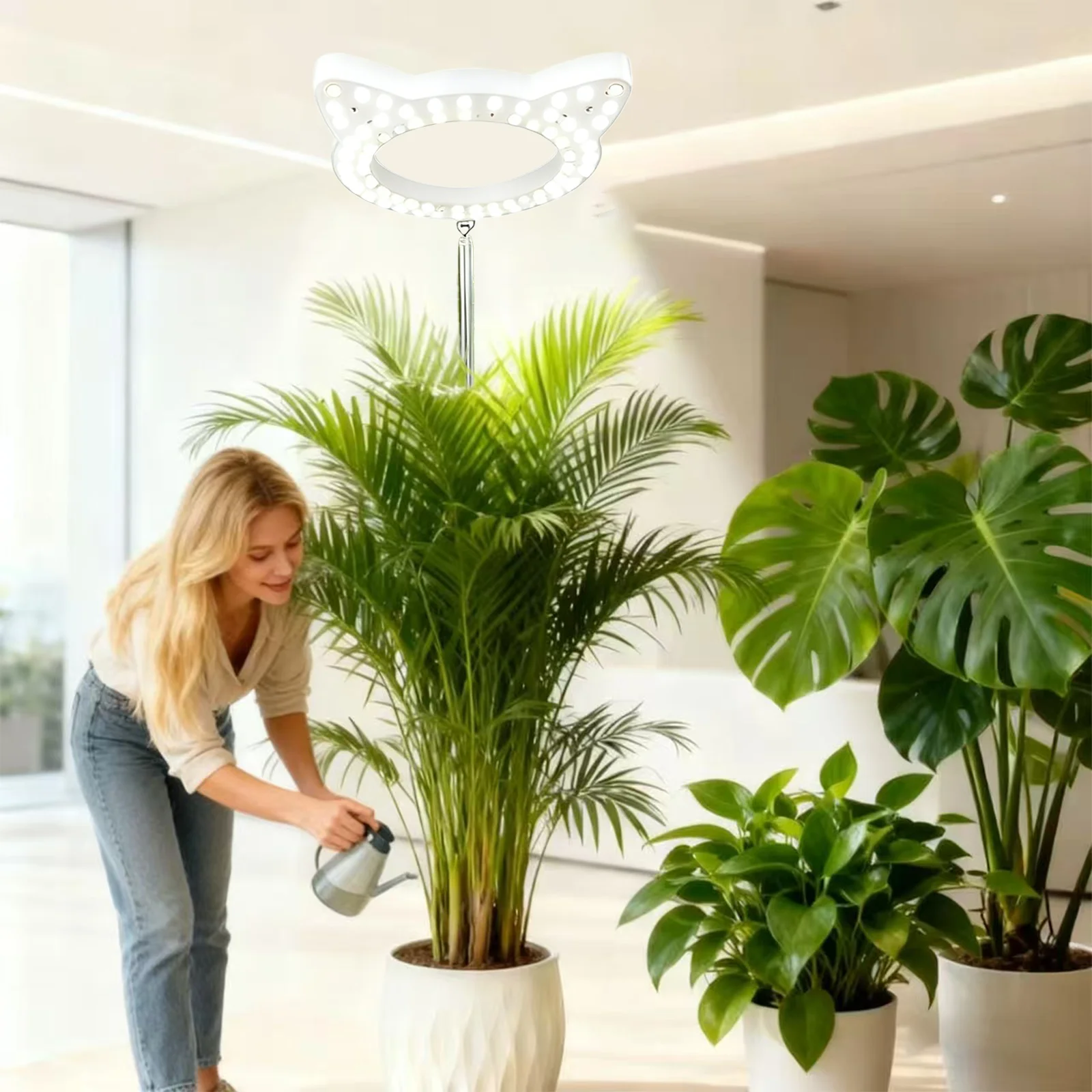 

USB-светильник для выращивания комнатных растений с телескопическим стержнем, регулируемой яркостью, автоматический таймер (3/9/12 часов), идеально подходит для больших растений (белый)