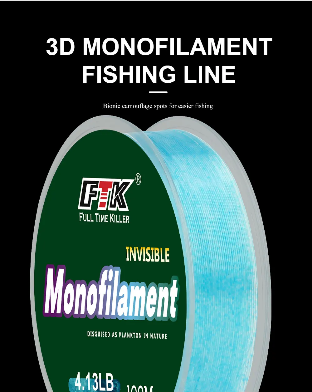 FTK 100/300/500 m Unsichtbare Angelschnur Speckle Fluorkohlenstoff-Beschichtungsschnur 0,14 mm-0,50 mm 4,13 LB-34,32 LB Superstarke gefleckte Schnur – Detail 9