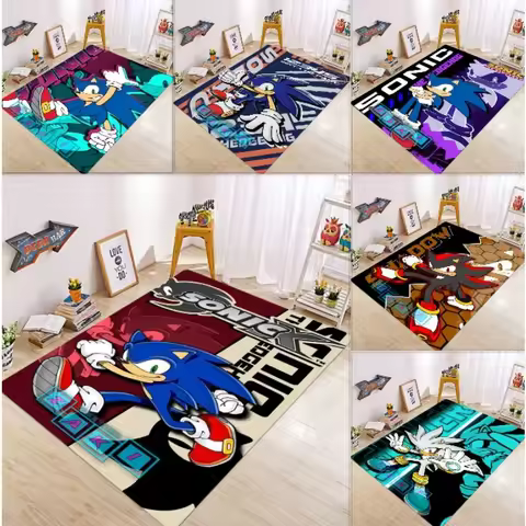 MINISO Anime S-Sonic-c Carpet Themed NonSlip Rug Stylish for Bedroom Living Room Teens Play Area Comfortable Floor Mat Decor