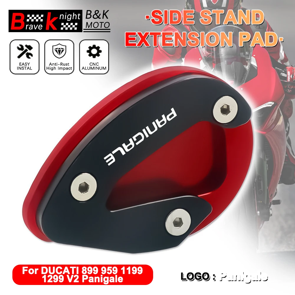 Алюминиевая боковая подставка с ЧПУ, удлинитель, подставка для мотоцикла, опорная пластина для ног, увеличитель для DUCATI 899 959 1199 1299 V2 Panigale