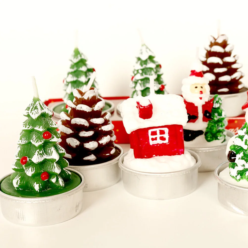 

3 Pcs Christmas Candles Holiday Party Ornament Seasonal Celebration Snowman Centerpieces for Tables Novelty