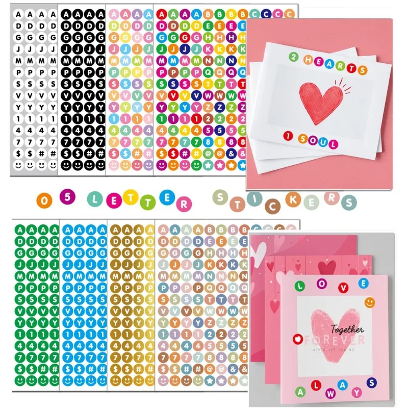 12 Sheets Mini 0.5 Inch Letter Stickers Removable Number Alphabet Sticker for DIY Stationery Scrapbook Grad Cup Mug Craft Art