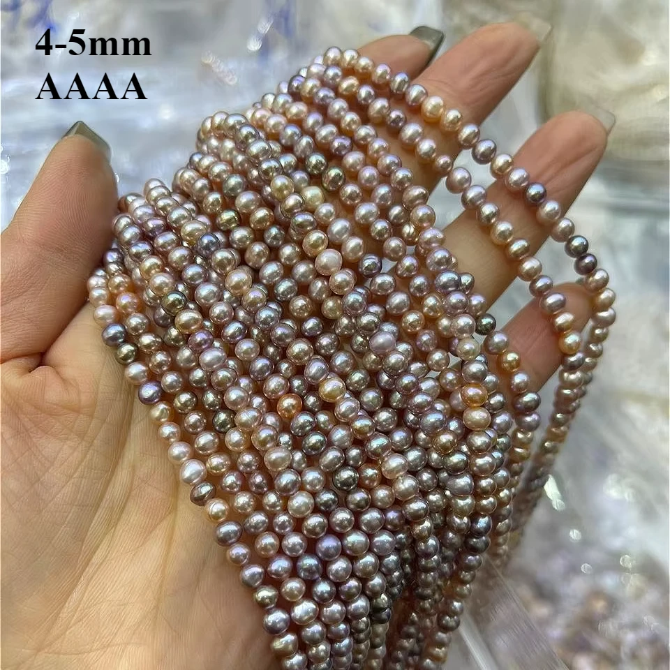 

4-5mm 4A Natural Freshwater Purple Round Pearls Fine Gift Ladies Premium Beads Jewelry Make DIY Necklace Bracelet Accessories