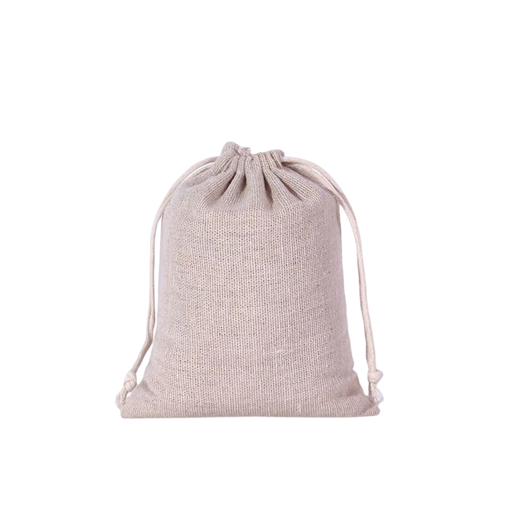 Cotton Linen Storage Bag Heavy Duty Drawstring Pouch Pocket Accessories