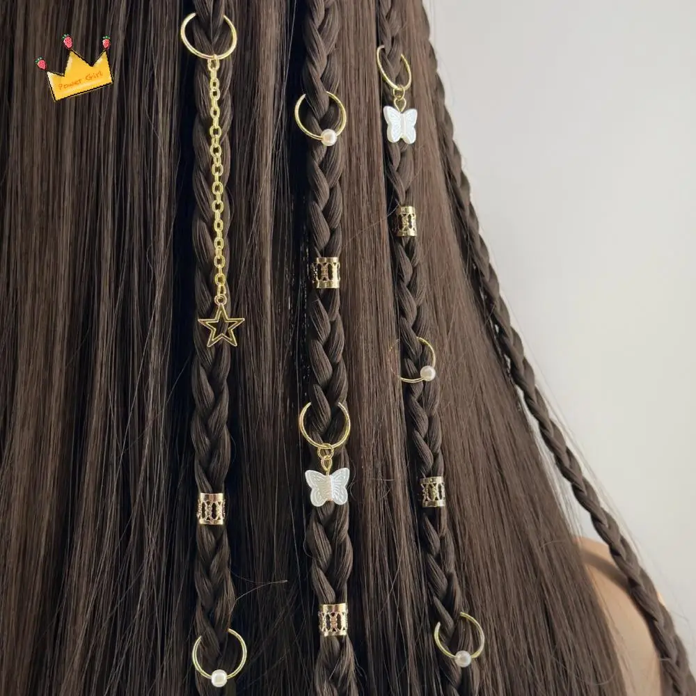 28 قطعة فراشة الجوف خارج الشعر الدائري الشعر تجديل مقاطع الكفة المعدنية المجدل الخرز قابل للتعديل متعدد نمط الشعر جديلة أنابيب