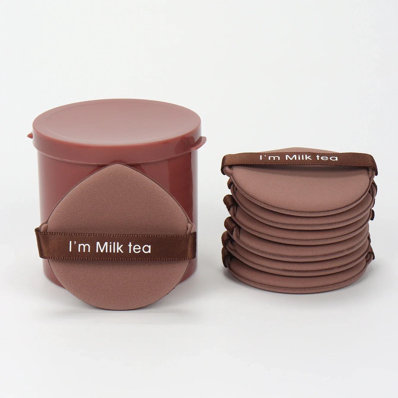 QIWU 7個/箱 いちご型コスメパフセット 両面使える 女性用 ソフトメイクアップスポンジ ビューティーメイクアップパウダーツール メイクアップアクセサリー