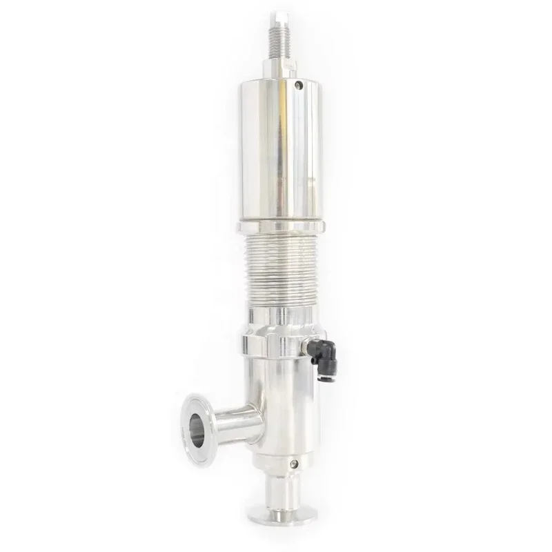 Stainless steel pneumatic sanitary safety valve, manually controlled power relief valve