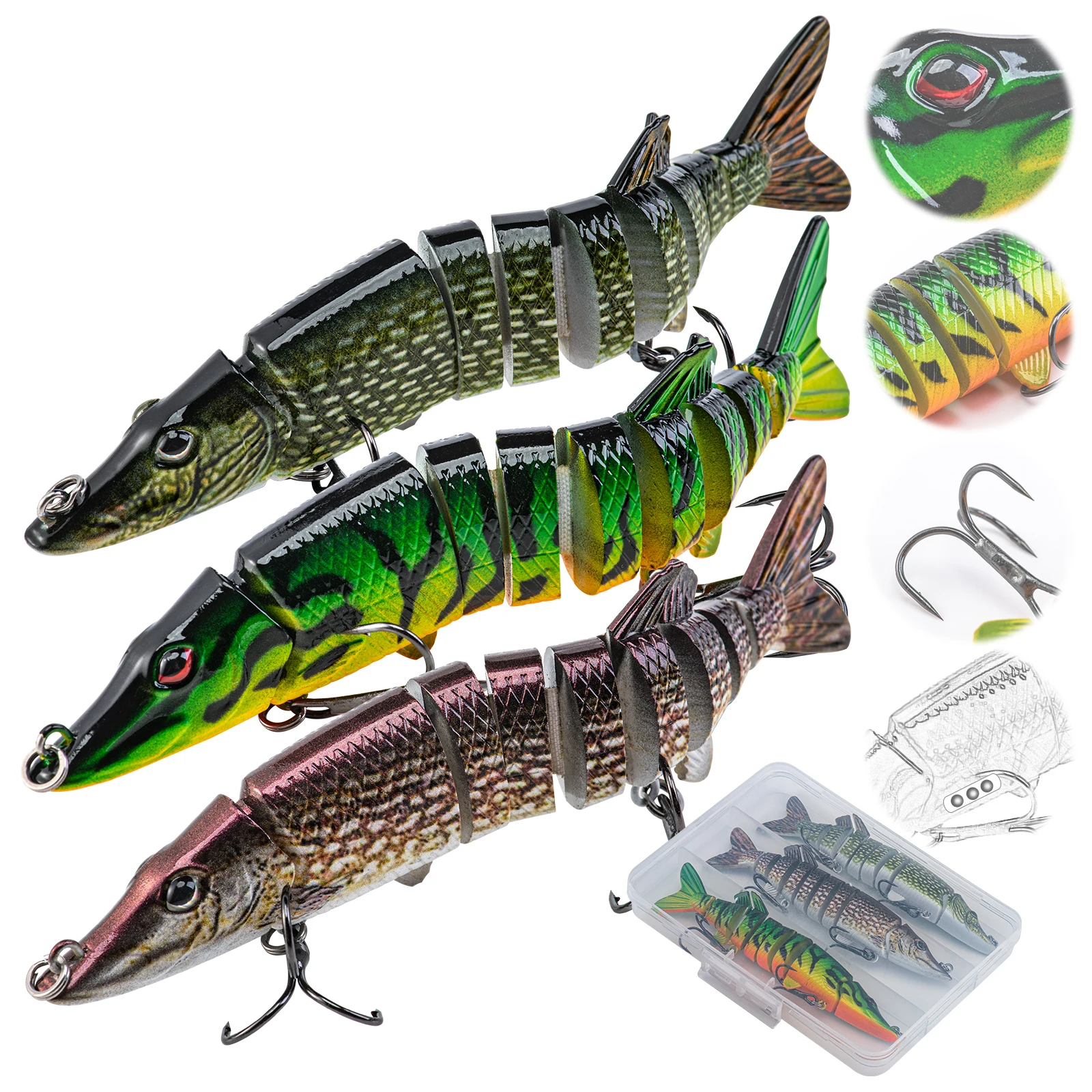 

Goture 3pcs/box Sinking Wobblers Fishing Lure 12.5cm 19.4g Crankbait Swimbait Hard Artificial Bait Joint Bait With Hook