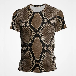 Snake Pattern T-shirt Vintage Men Casual Tee Horror Graphic Snake Skin 3D Print T Shirts Retro Streetwear Fashion Women Clothing