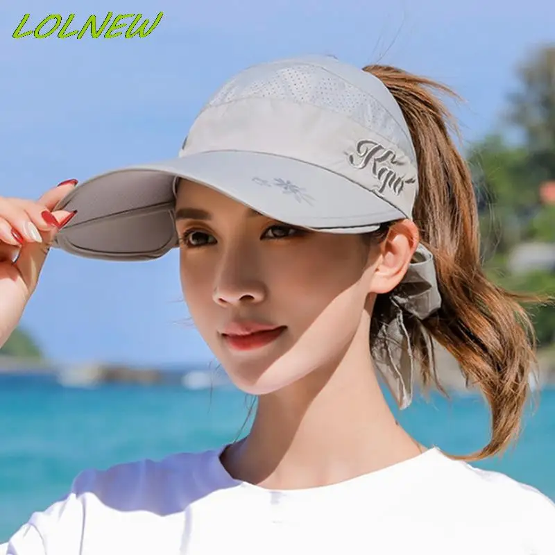 Women Summer Sun Hat Retractable Visor Caps Female Scalable Brim Empty Top Baseball Cap UV Protection Outdoor Beach Sun Hats