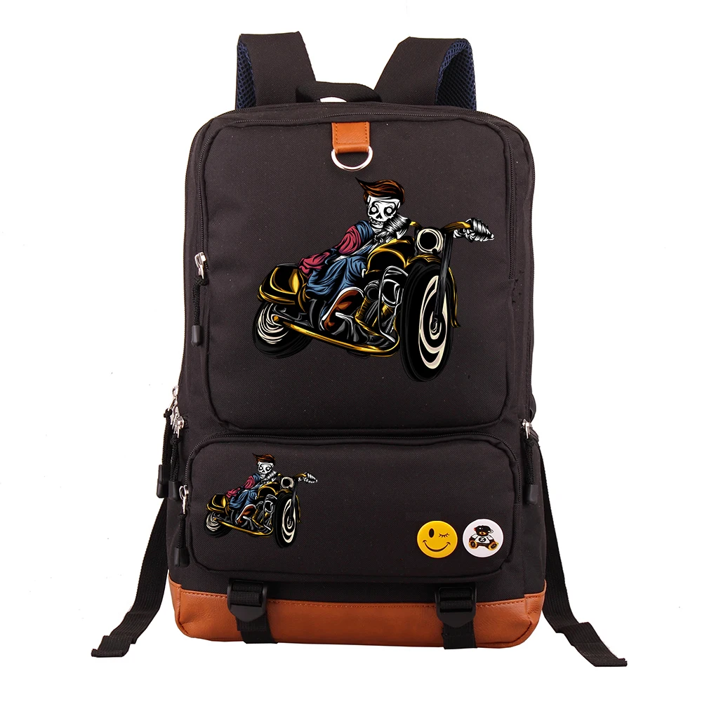 

2026 Motorcycle Theme Large Capacity Laptop Backpack Casual Business Travel Student Double Shoulder Bag for Middle School