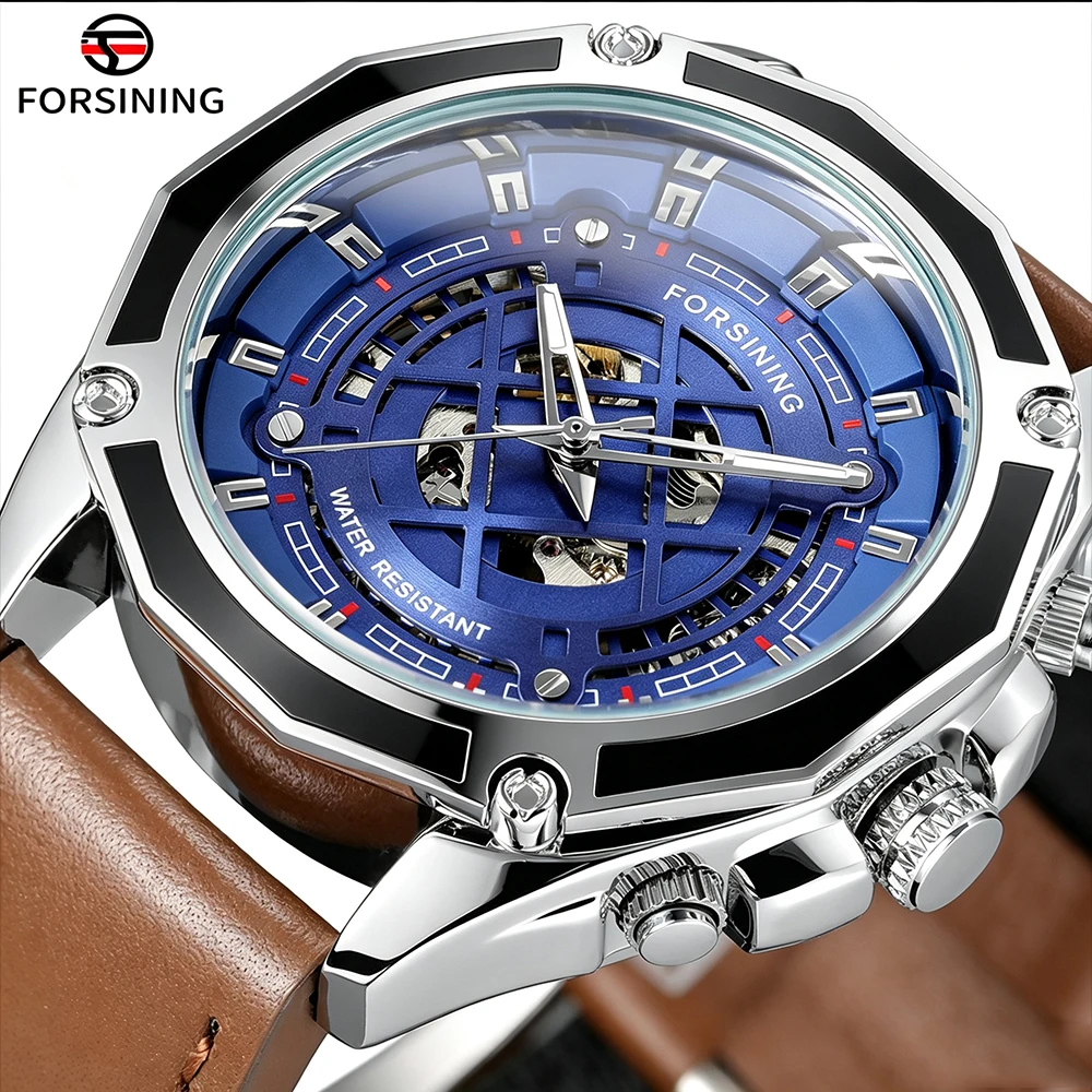 

FORSINING 2026 New High-end Watch For Man Waterproof Hollow Automatic Mechanical Watch Genuine Leather Business Male Wristwatch
