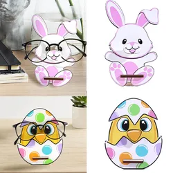 Easter Rabbit Glasses Rack 3D Easter Egg Animal Wood Carving Sunglass Display Rack Shelf Eyeglasses Show Stand Jewelry Holder