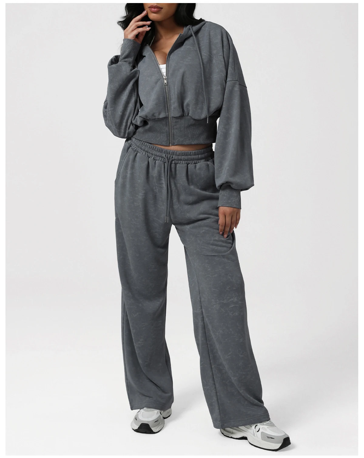 الخريف الشتاء التعادل صبغ تجريب اللياقة البدنية ملابس رياضية التعادل صبغ طويلة الأكمام مقنعين جاك عالية الخصر بنطال ذو قصة أرجل واسعة تشغيل البدلة #3