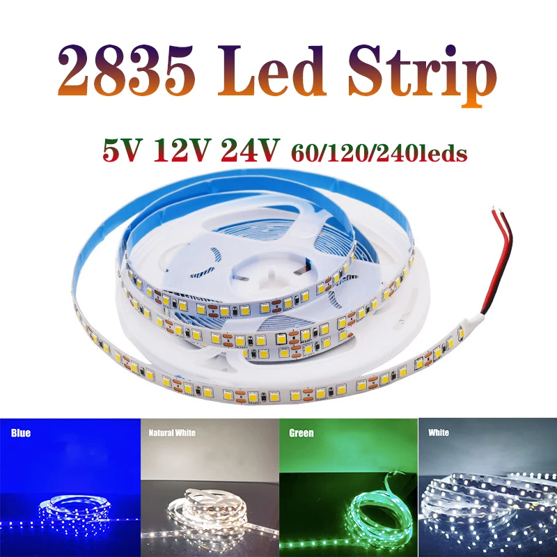 

2835 DC 5V 12V 24V Led Strip Light Diode Tape PC TV SMD 1M - 5M 60/120/240 Leds/m 5 12 24 V LED Strip Decoration Light for Rooms