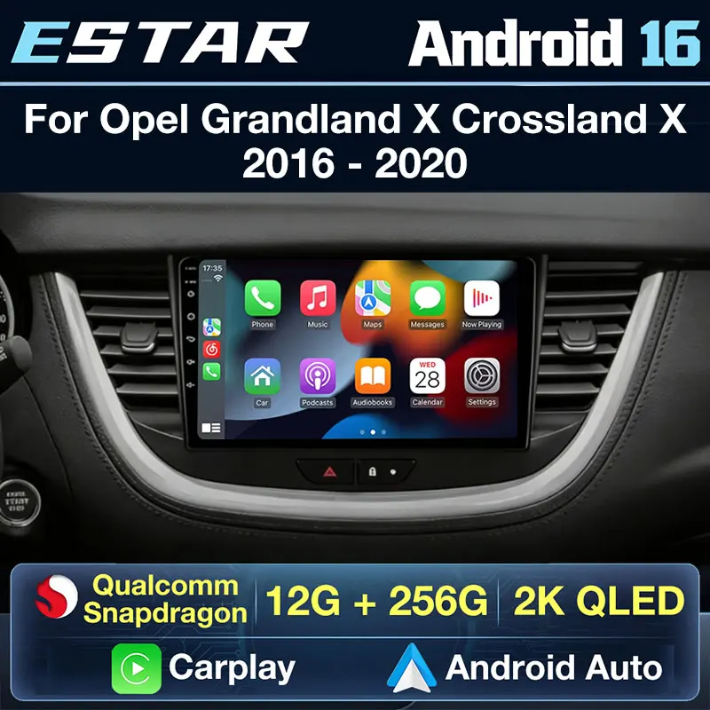 Беспроводной CarPlay Android 16 для Opel Grandland X Crossland X 2016-2020, автомобильная магнитола с камерой 360°, DSP, GPS, Wi-Fi, RDS, аудио, QLED, 4G LTE