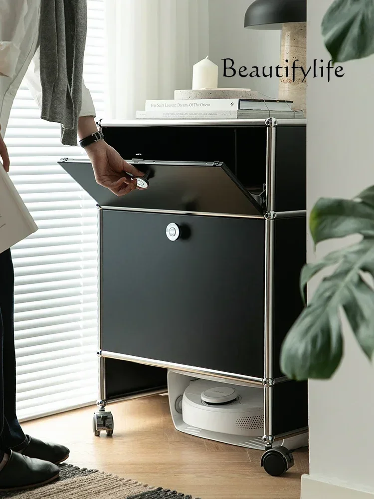 

N Sweeper Robot Cabinet Stainless Steel Narwal Stone Living Room Movable Storage Cabinet