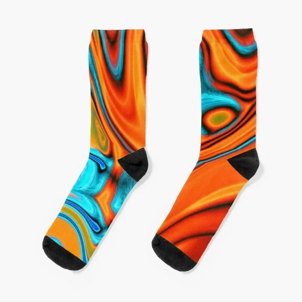 vivid modern Southwest hipster turquoise orange swirls Socks hockey winter gifts Stockings compression Girl'S Socks Men's