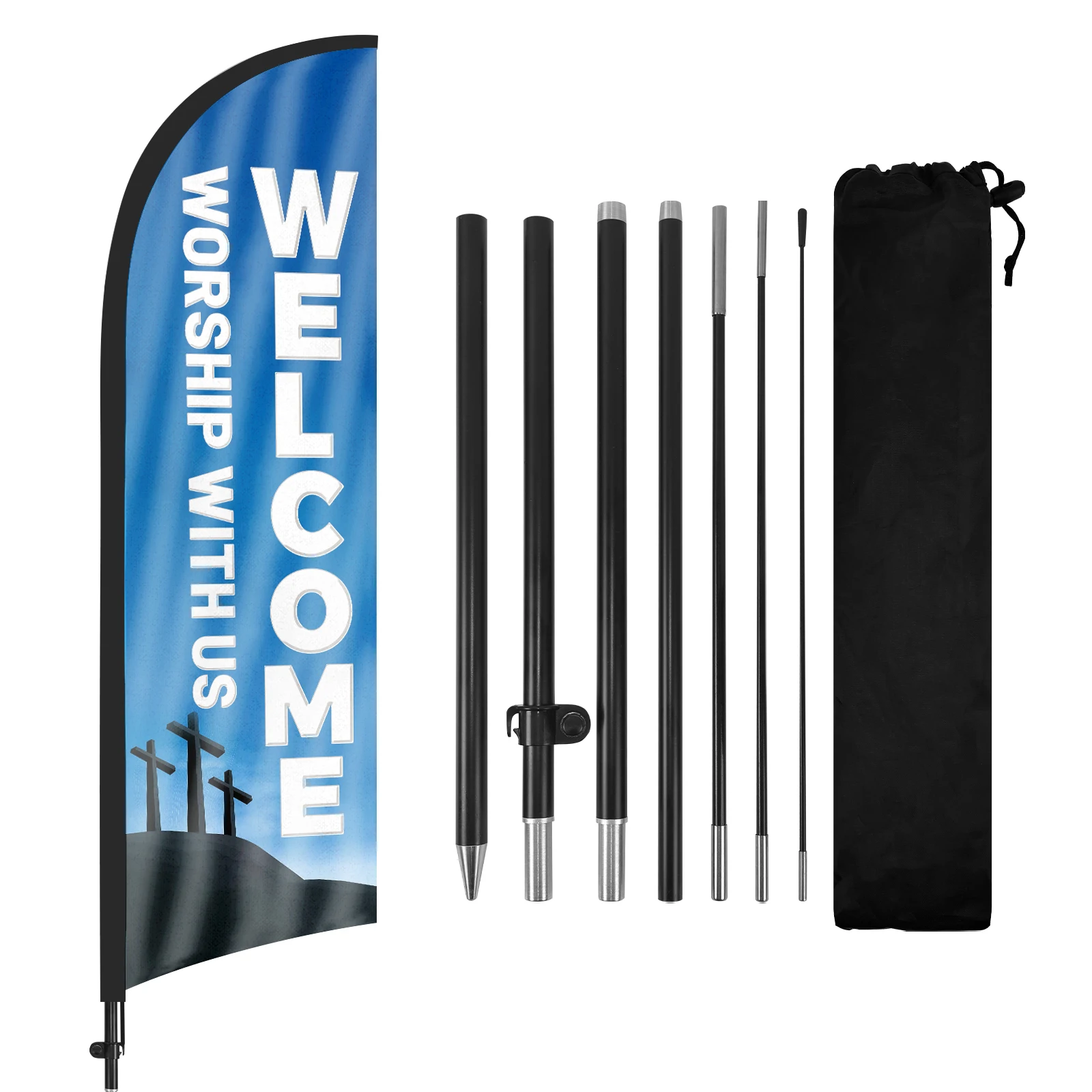 FSFLAG 1PCS 280CM The Welcome2 Feather Flag with Flagpole Advertising Outdoor Banner Decoration for Business and Storefront