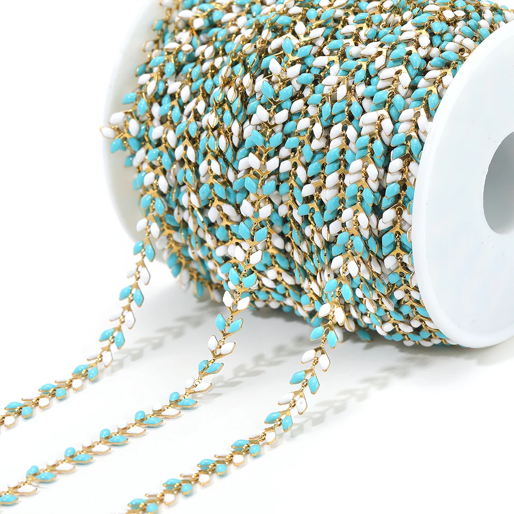 1 Meter Edelstahl-Flachketten in Weißer Emaille für DIY-Schmuckherstellung, Ohrringe, Armbänder, Halsketten-Zubehör – Detail 5