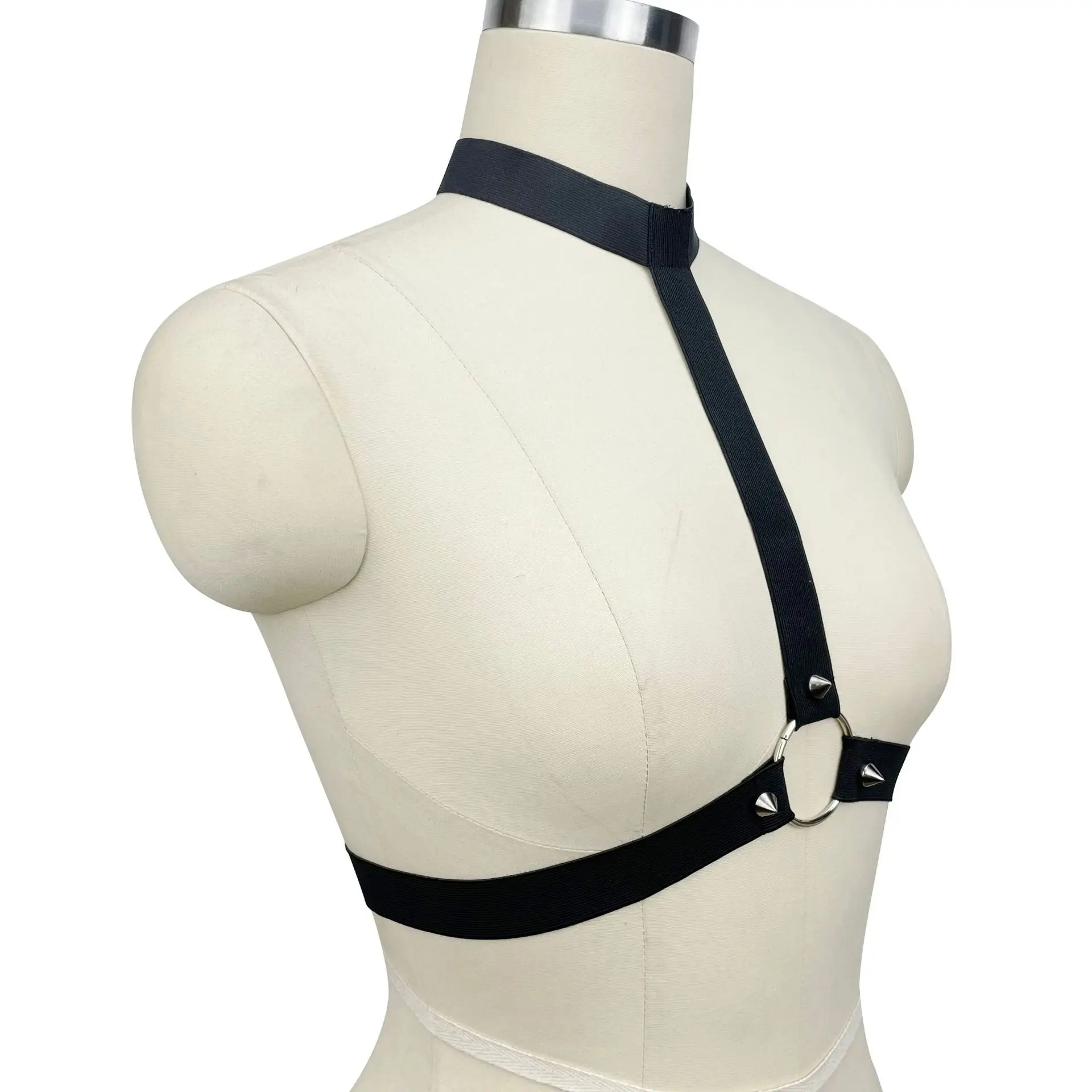 تسخير حزام القطب الرقص الوثن المحاصيل الأعلى قفص الصدرية القوطي الأسود الجسم تسخير المرأة مثير الملابس الداخلية مطاطا عبودية قابل للتعديل