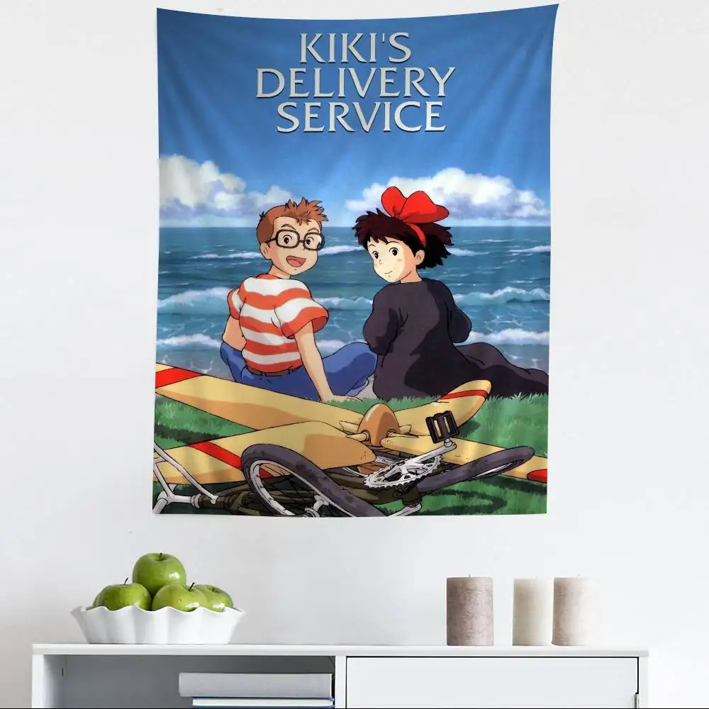 Cartoon Movie K-Kikis D-Delivery Service Colorful Tapestry Wall Hanging Bohemian Wall Tapestries Mandala Wall Art Decor