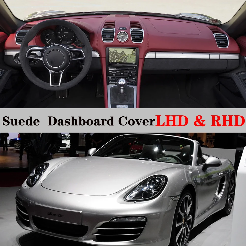 Zamszowa skórzana mata na deskę rozdzielczą Mata na deskę rozdzielczą Dywan Akcesoria samochodowe do Porsche Porsche 981 Cayman Boxster 2012 2013-2016