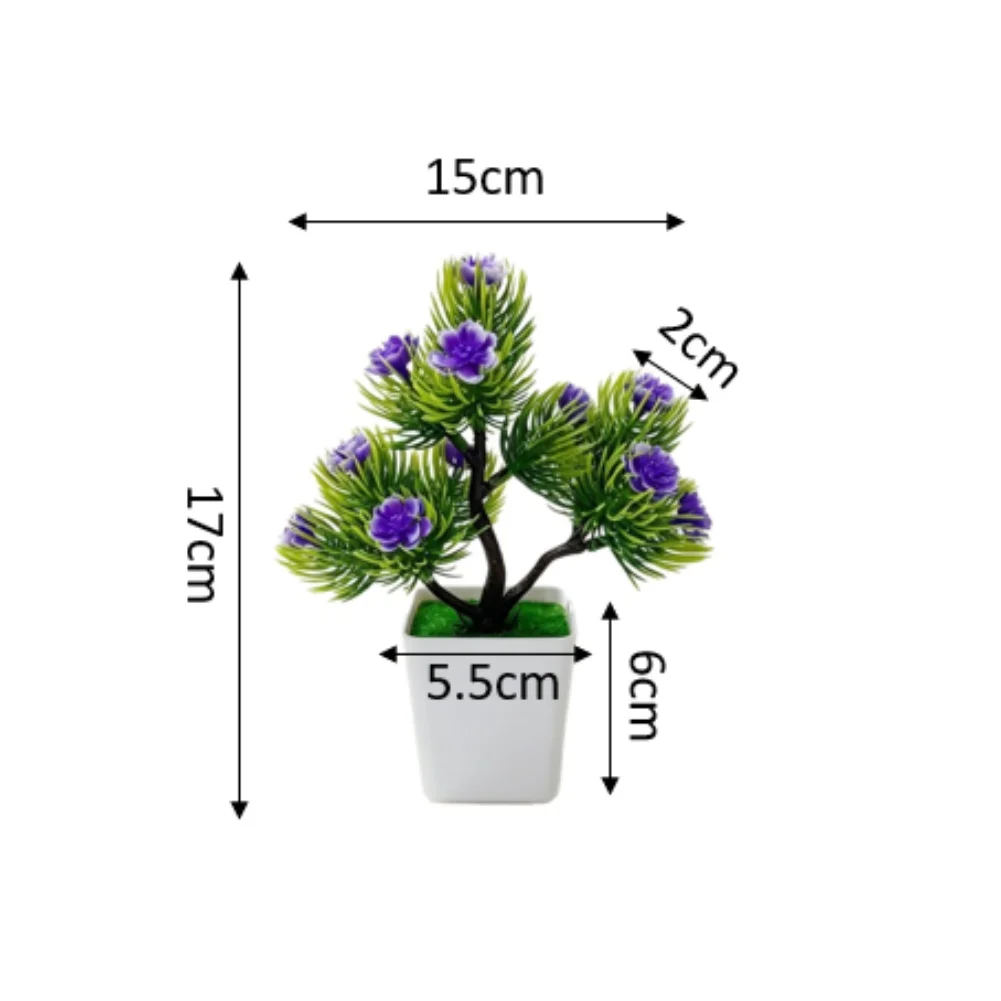 Purple Artificial Pine Needle Bonsai Plant 17cm Fake Greenery Tree For Home Office Desk Shelf Tabletop Floral Decor Arrangement