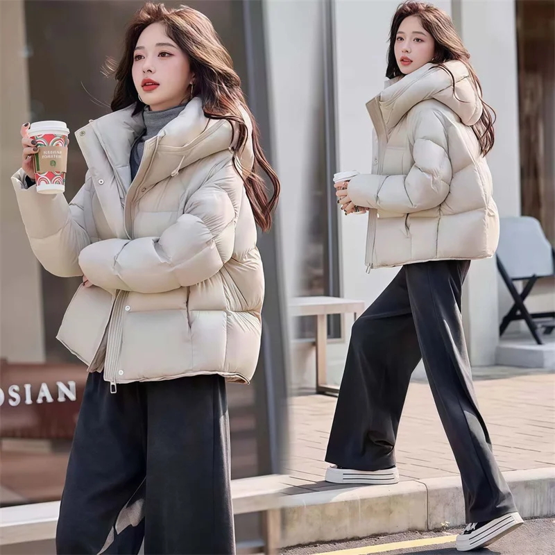 

Temperament Down Coat Women Parkas 2025 Winter New Short Warm Cotton Padded Jackets Thick Fashion Outwear Hooded Female Overwear