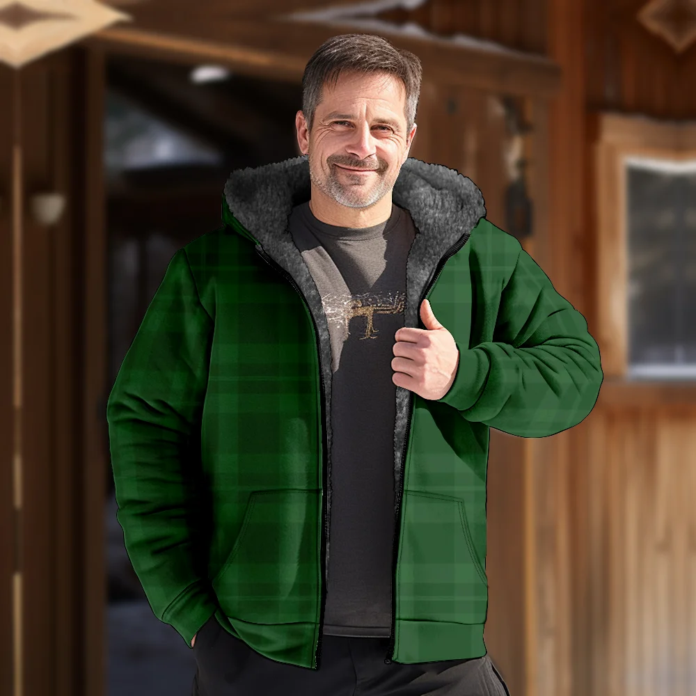 Abrigos de chaquetas de invierno para hombre, abrigo de ropa de algodón con patrón de rayas a cuadros verdes, informal, elegante, Vintage para fiesta