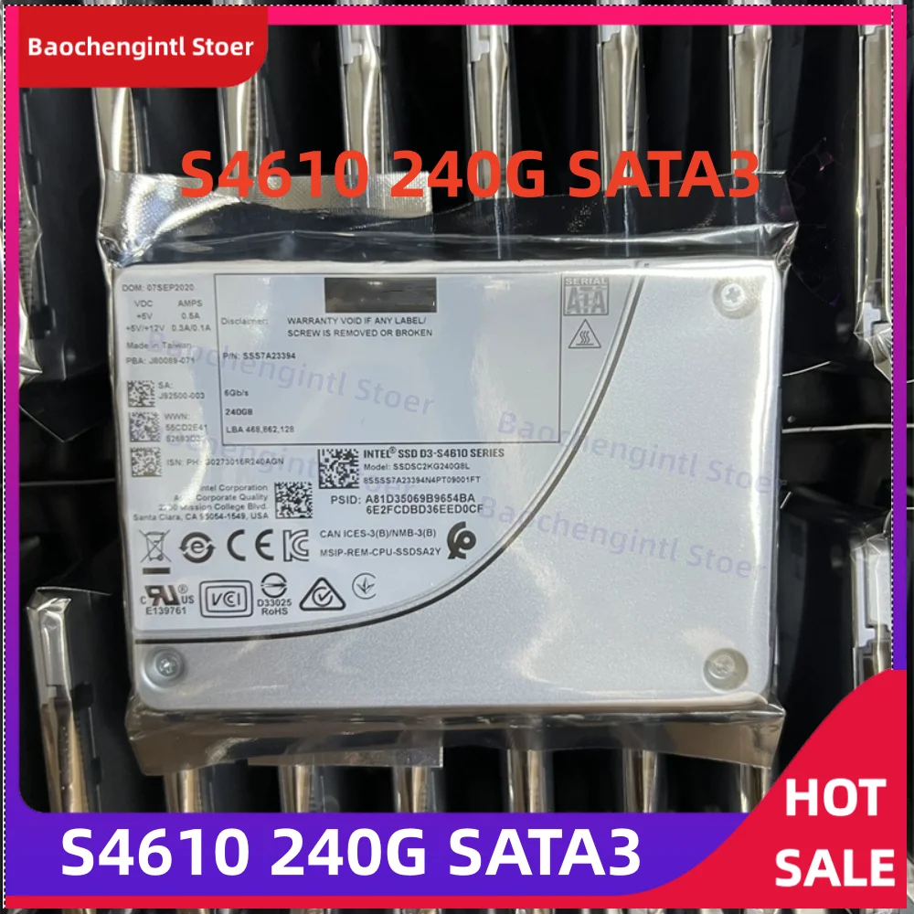 جديد لـ Intel S4610 240G 2.5 SATA3 Enterprise محرك الحالة الصلبة SSD TLC/3DWPD/1.6PBW لإصدار Lenovo