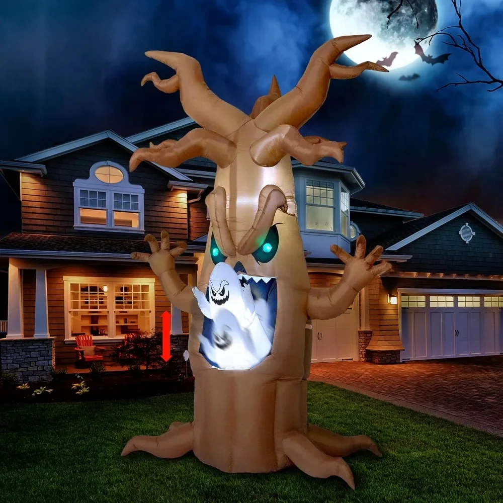 

Halloween Inflatables Decorations Outdoor Blow Up Halloween Yard Decors Halloween Animatronics Tree with Built-in LEDs