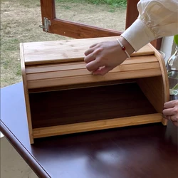 Premium Bamboo Bread Box, Bread Storage And Organizer, Organizer For Kitchen Countertop