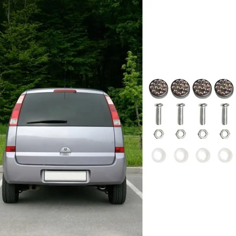 

G7NA Elegant Vehicle Motorcycle Bling Car License Plate Frame Fastener Screw Caps Set