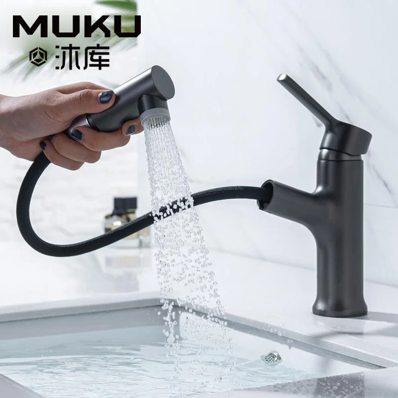 

Muku Gun Gray Basin Faucet Deck Mounted Toilet Cold And Hot Water Mixer Tap Black Short Type Put-out Basin Washbasin Faucets