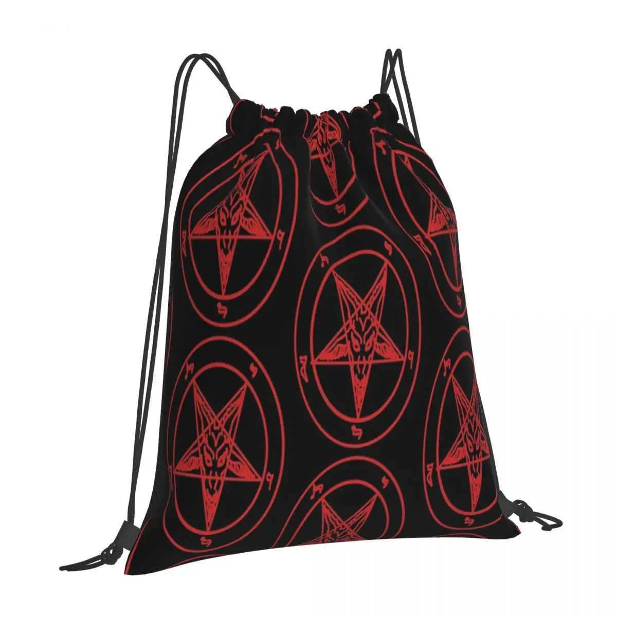 Red Baphomet Drawstring Bag Backpacks Men's Backpacks Drawstring Bags Women's Backpacks Kids' Drawstring Bags