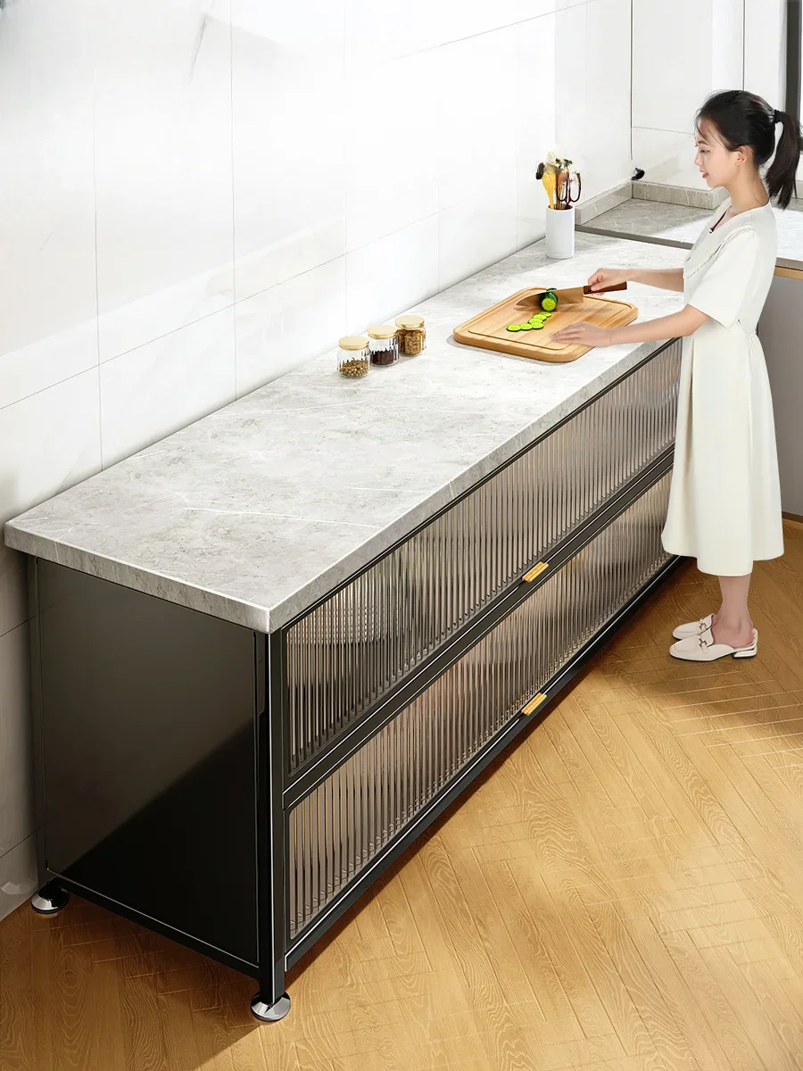 Kitchen Shelf Home Cutting Table Floor-to-ceiling Microwave Storage Cabinet Locker Cupboard Cupboard Cabinet