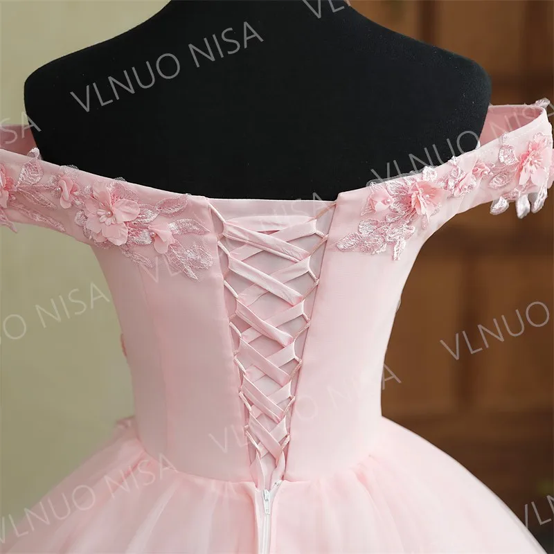 Vestido de fiesta de quinceañera rosa sin mangas, Vestido de baile de flores dulces, Vestido de graduación de encaje de lujo, Vestido personalizado, nuevo