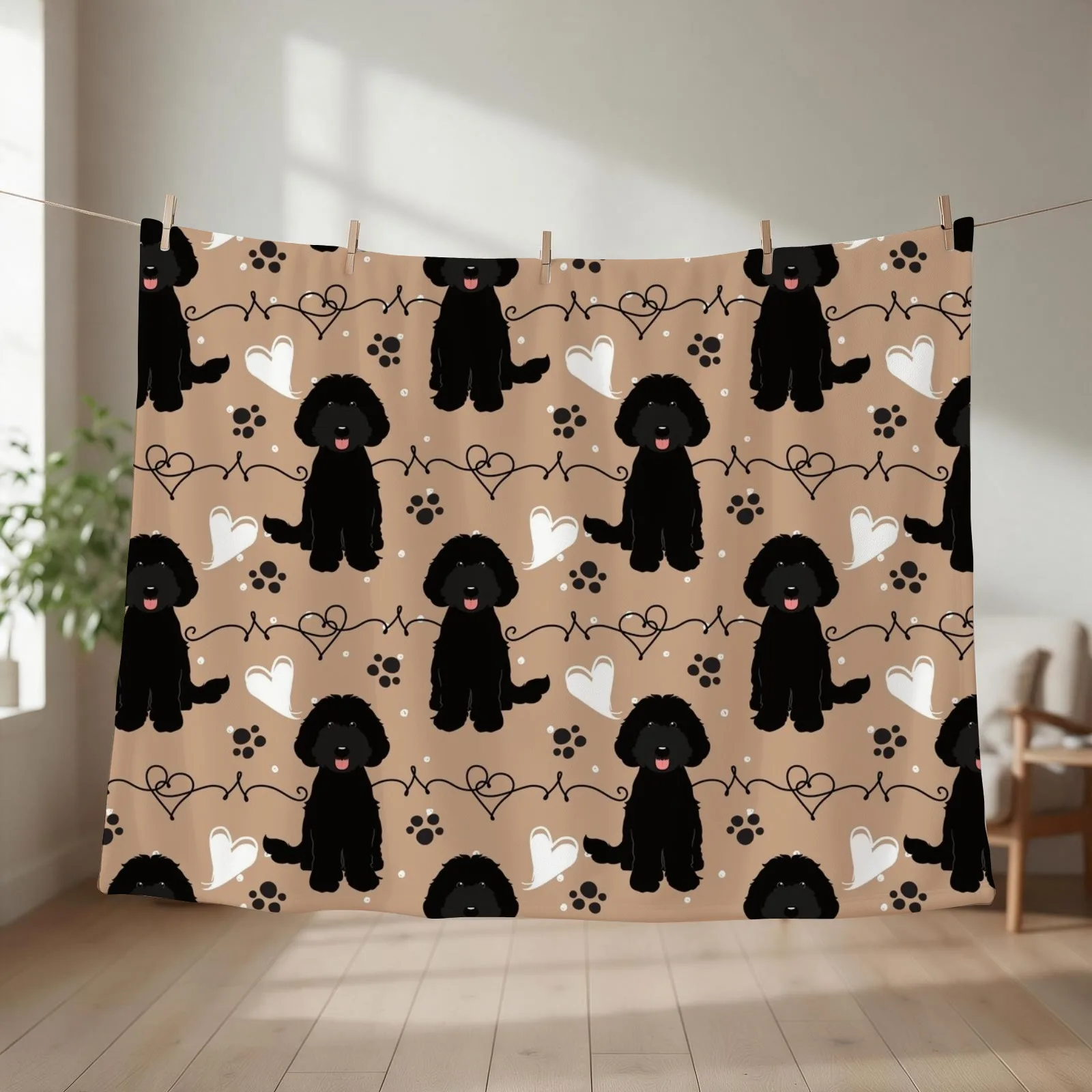LOVE Black Labradoodle Throw Blanket Sofa Throw funny gift Large Multi-Purpose Blankets