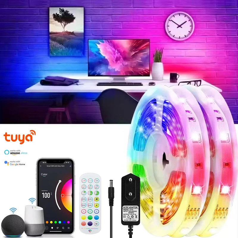 

RGB Led Lights Strip Wifi Bluetooth Adhesive Led Tape Rgb 5050 Led Strips For Bedroom Party Lights Wall Room Decoration