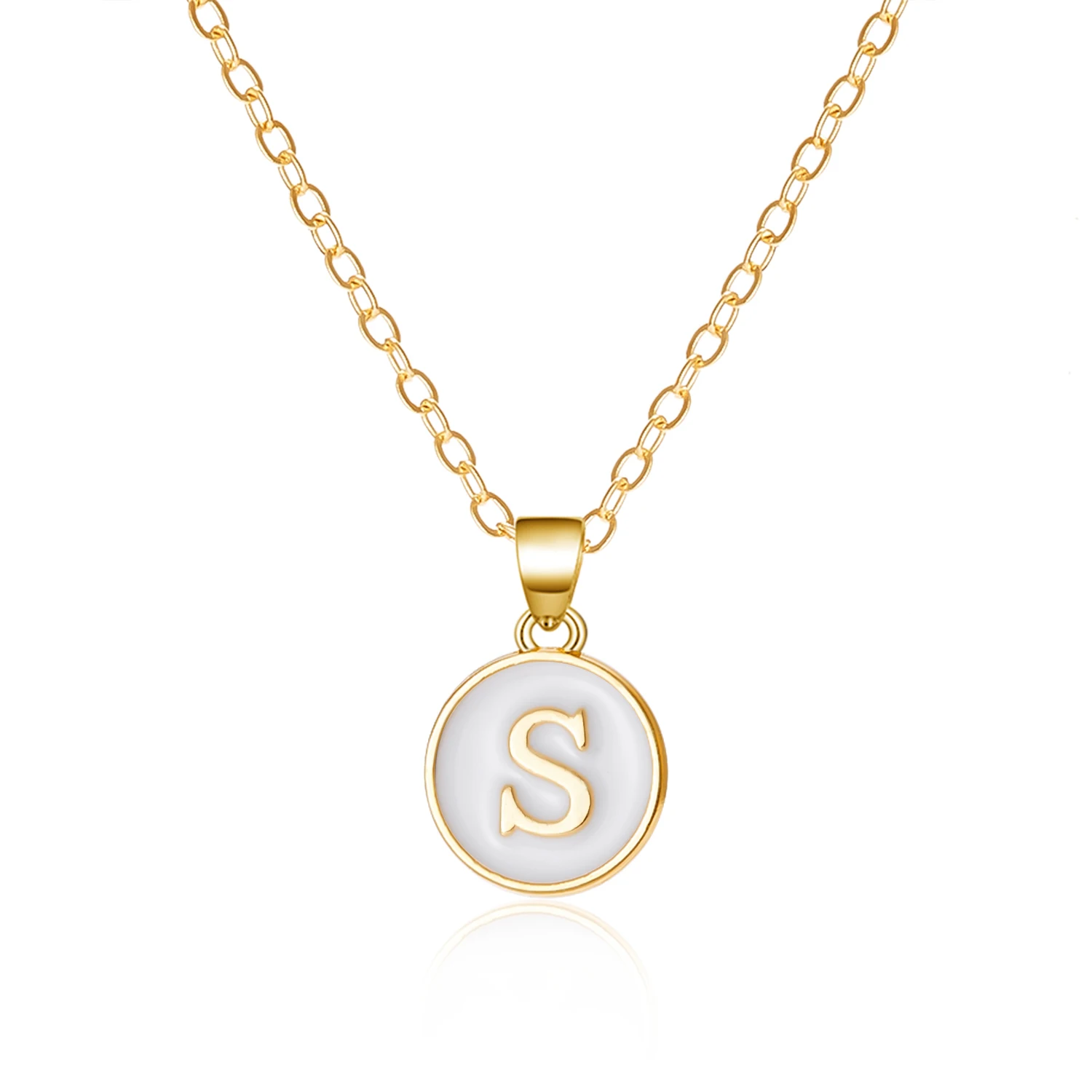 1PC Minimalist Letter Pendant Enamel Initial Necklace For Women Fashoin Gold Color Chain 26 Alphabet Name Jewelry Brithday Gift
