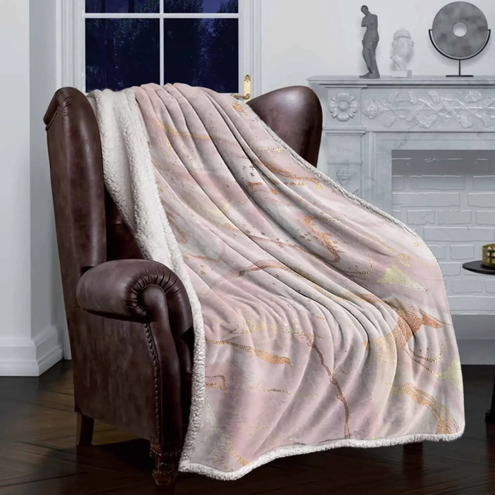 Abstract Streamline style double-layer thick winter blanket,soft and warm sheep wool crystal wool blanket,plush bed sheet